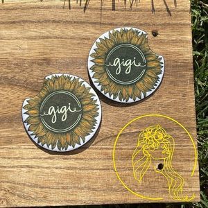 GiGi Sunflower Car Coasters 2 Pack